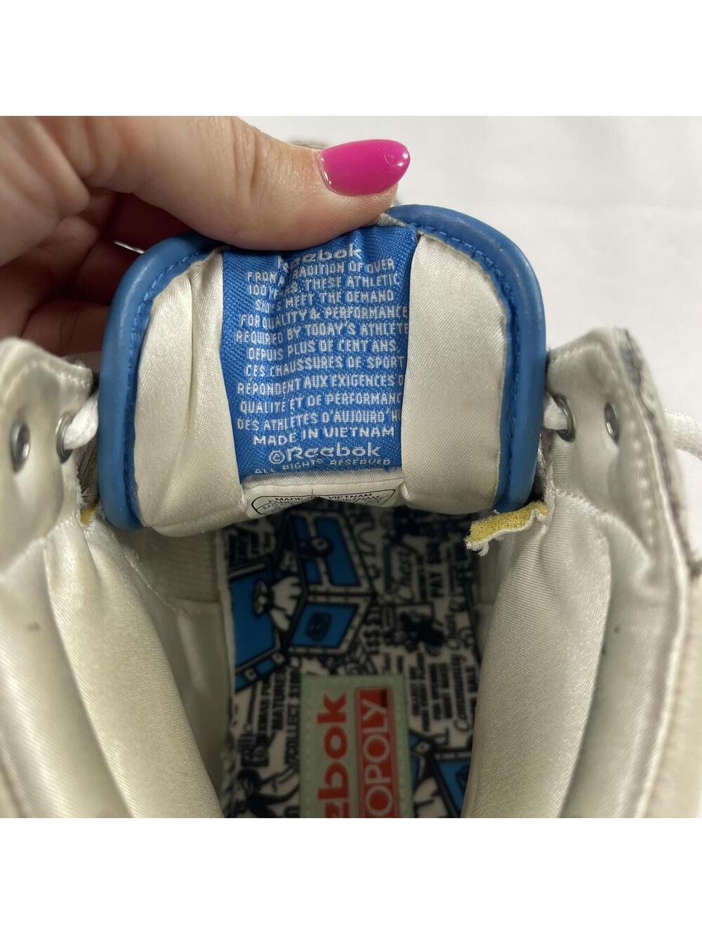 Reebok Monopoly Sneakers Women's 9 High Top Shoes Blue Yellow RARE  Limited Ed - Picture 7 of 15